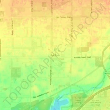Mapa topográfico Salt River, altitud, relieve