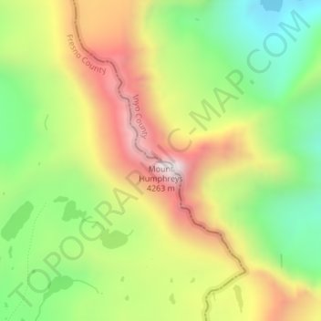 Mapa topográfico Mount Humphreys, altitud, relieve