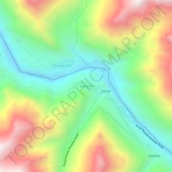 Mapa topográfico Batalik, altitud, relieve