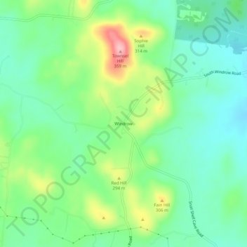 Mapa topográfico Windrow, altitud, relieve