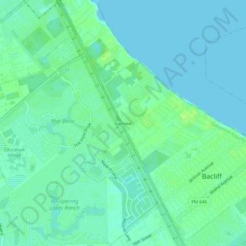 Mapa topográfico Bayview, altitud, relieve