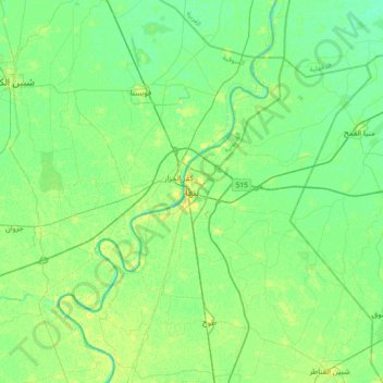 Mapa topográfico Banha, altitud, relieve
