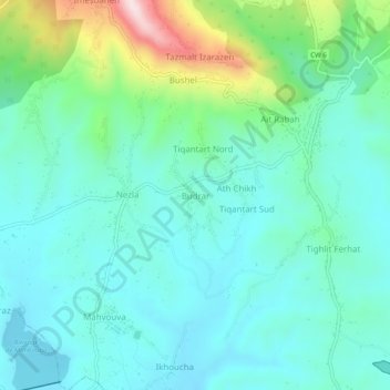 Mapa topográfico Boudrar, altitud, relieve