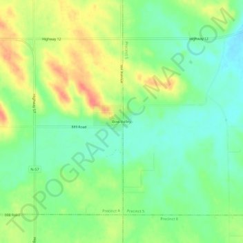 Mapa topográfico Bow Valley, altitud, relieve