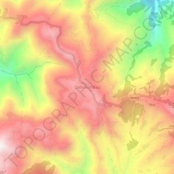 Mapa topográfico Dehimandau, altitud, relieve