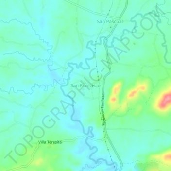 Mapa topográfico San Francisco, altitud, relieve