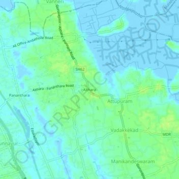 Mapa topográfico Althara, altitud, relieve