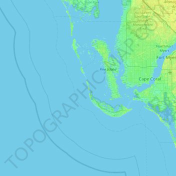 Mapa topográfico Captiva Island, altitud, relieve