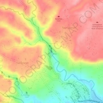 Mapa topográfico Cambugahay Falls, altitud, relieve