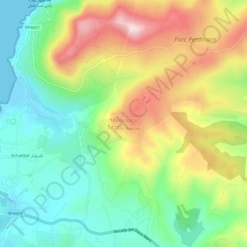 Mapa topográfico Mediuna, altitud, relieve