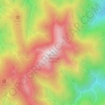 Mapa topográfico Mount Feathertop, altitud, relieve