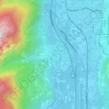 Mapa topográfico Ravina, altitud, relieve