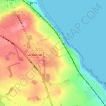 Mapa topográfico Borewell, altitud, relieve