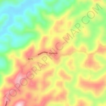 Mapa topográfico Madeke, altitud, relieve