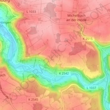 Mapa topográfico Binselberg, altitud, relieve