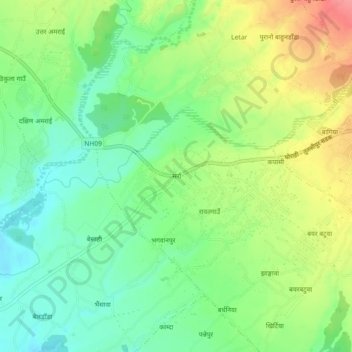 Mapa topográfico Sarra, altitud, relieve