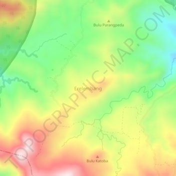 Mapa topográfico Erelembang, altitud, relieve