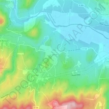Mapa topográfico Donnat, altitud, relieve