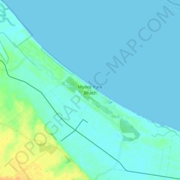 Mapa topográfico Moore Park Beach, altitud, relieve
