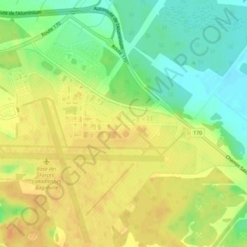Mapa topográfico Alouette, altitud, relieve