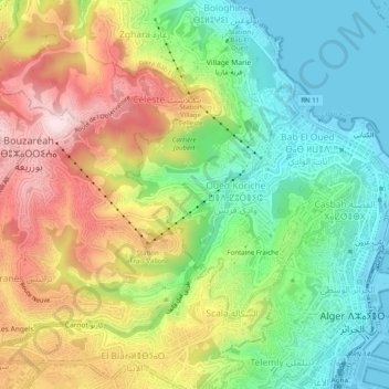 Mapa topográfico Beau Fraisier, altitud, relieve