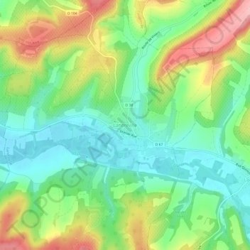 Mapa topográfico Landreville, altitud, relieve