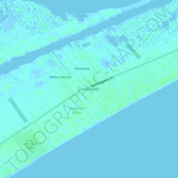 Mapa topográfico Crystal Beach, altitud, relieve