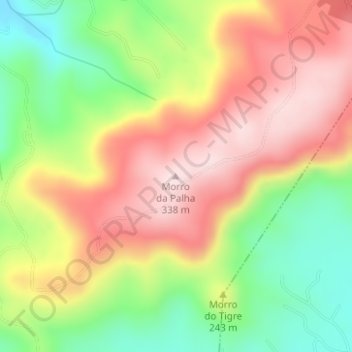 Mapa topográfico Morro da Palha, altitud, relieve