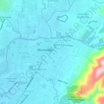 Mapa topográfico Geronimo, altitud, relieve