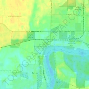 Mapa topográfico Nekoosa Junction, altitud, relieve