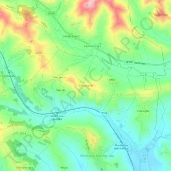 Mapa topográfico Cortanieto, altitud, relieve