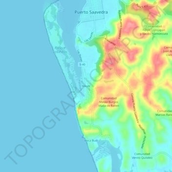 Mapa topográfico Maule, altitud, relieve
