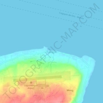 Mapa topográfico Tubajon, altitud, relieve