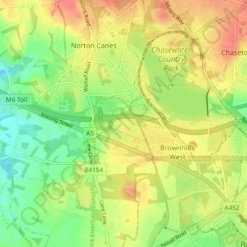 Mapa topográfico Common Side, altitud, relieve