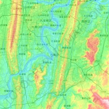 Mapa topográfico Banan, altitud, relieve