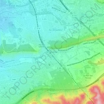 Mapa topográfico Pas des Lanciers, altitud, relieve