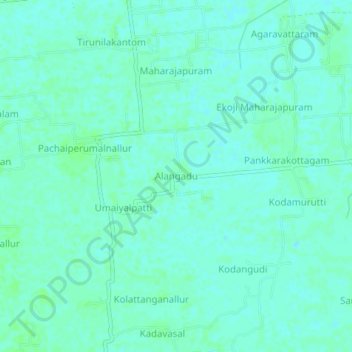 Mapa topográfico Alangadu, altitud, relieve