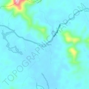 Mapa topográfico Kayu Tanam, altitud, relieve
