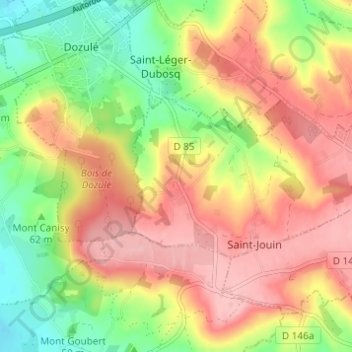 Mapa topográfico Les Panniers, altitud, relieve