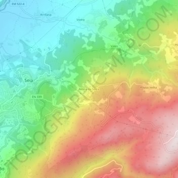 Mapa topográfico Aldeia da Serra, altitud, relieve
