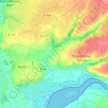 Mapa topográfico Le Val, altitud, relieve