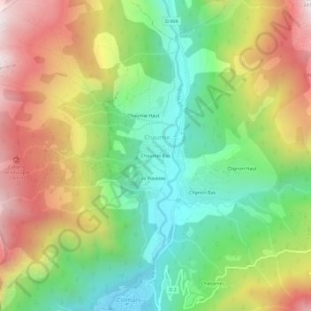 Mapa topográfico Chaumie Bas, altitud, relieve