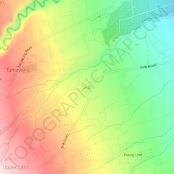 Mapa topográfico Sirib, altitud, relieve
