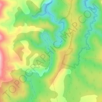 Mapa topográfico Alvenc del Barranc de la Roca Foradà, altitud, relieve