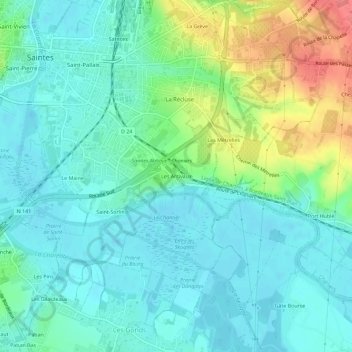 Mapa topográfico Les Arcivaux, altitud, relieve