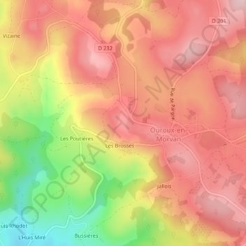 Mapa topográfico Le Haut de Roulle, altitud, relieve
