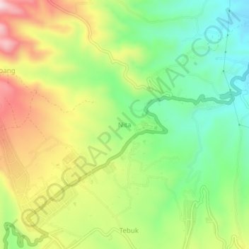 Mapa topográfico Nita, altitud, relieve