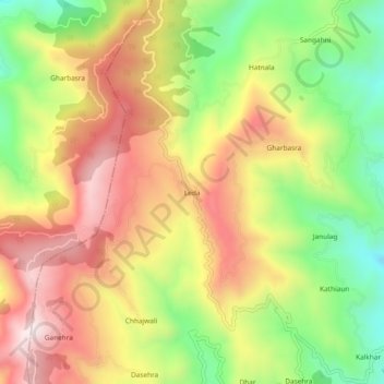 Mapa topográfico Leda, altitud, relieve