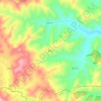 Mapa topográfico Xizhuang, altitud, relieve
