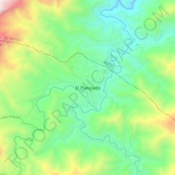 Mapa topográfico El Plateado, altitud, relieve